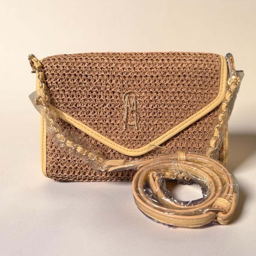Steve Madden BGLOWW Natural Straw Convertible Crossbody Clutch
